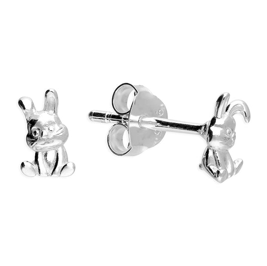 Silver Small cute bunny pendant and earrings set