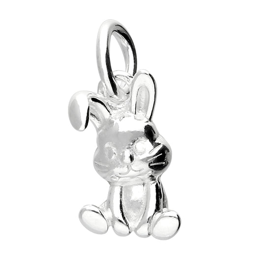 Silver Small cute bunny pendant and earrings set