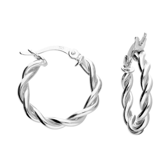 SILVER TWISTED HOOP EARRINGS