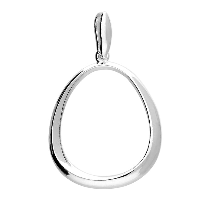 Silver Organic oval hoops and pendant set