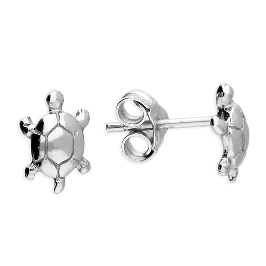 Silver small turtle stud earrings