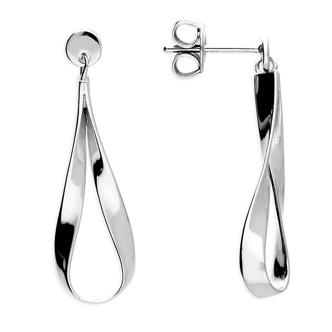 Silver Twist ribbon drop earrings