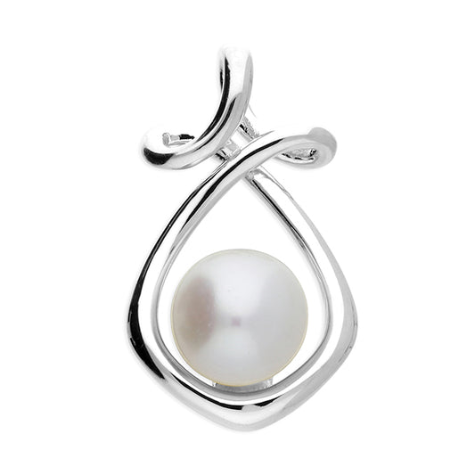 Silver and freshwater contemporary pearl charm pendant
