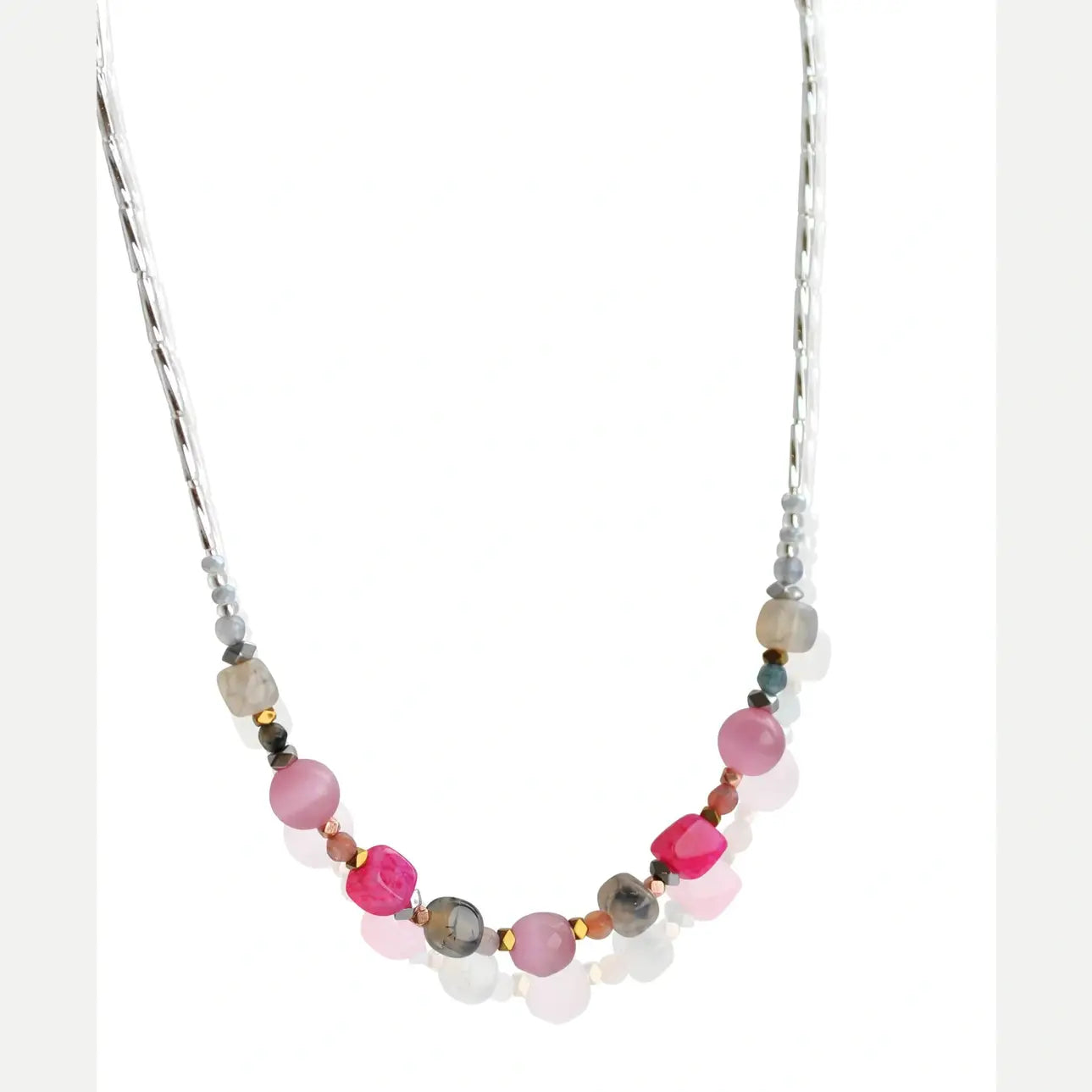 Cats eye, Agate and Hematite necklace