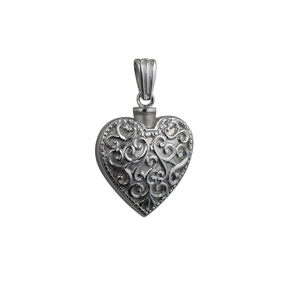 Silver Embossed Heart Memorial Locket