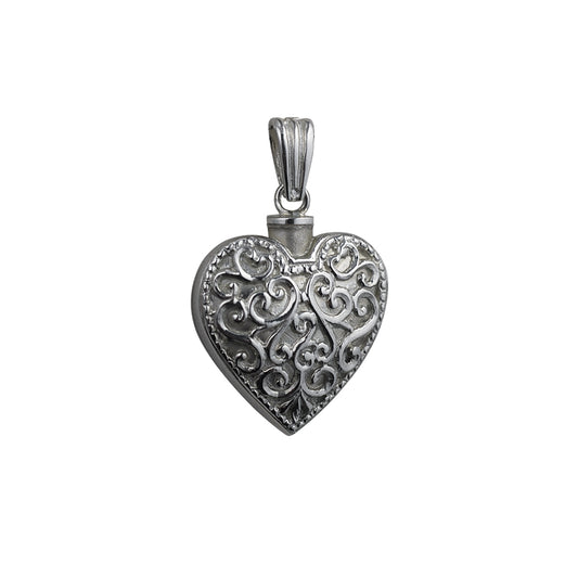 Silver Embossed Heart Memorial Locket