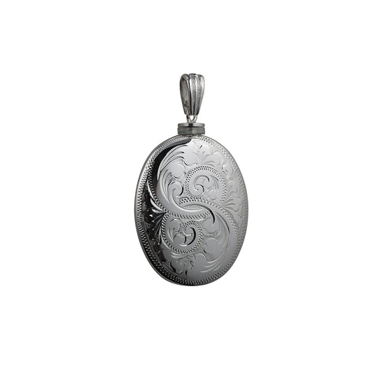Silver handmade hand engraved oval Memorial Locket