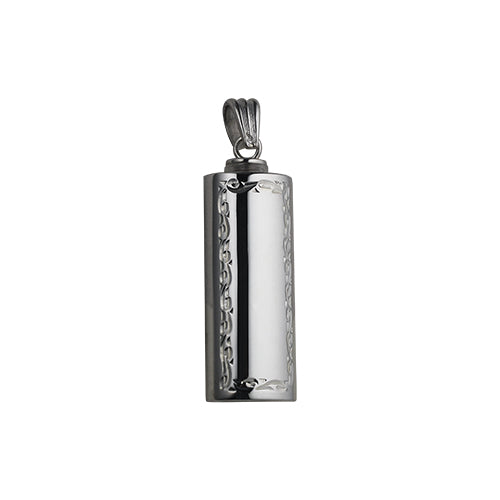 Silver engraved oval memorial cylinder