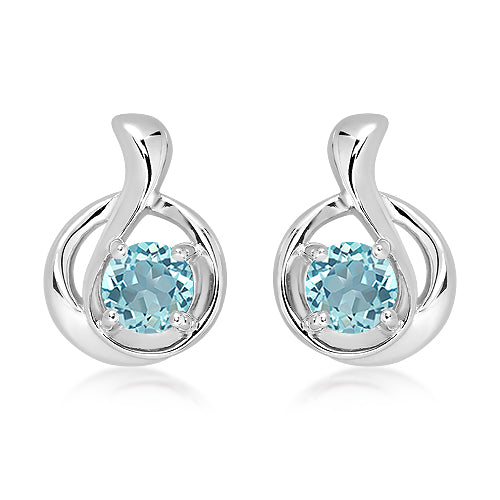 Silver and Blue Topaz swirl style stud earrings