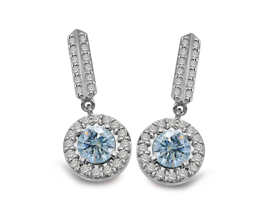 Silver, Cubic Zirconia and Blue Topaz drop earrings