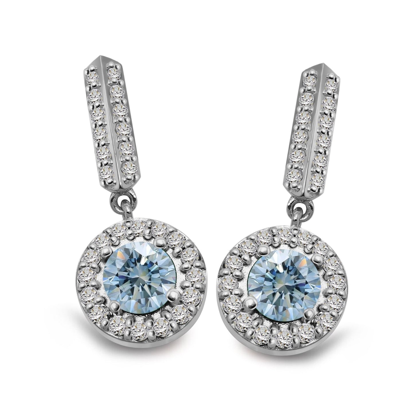 Silver, Blue Topaz and Cubic Zirconia drop earrings