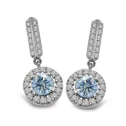 Silver, Blue Topaz and Cubic Zirconia drop earrings