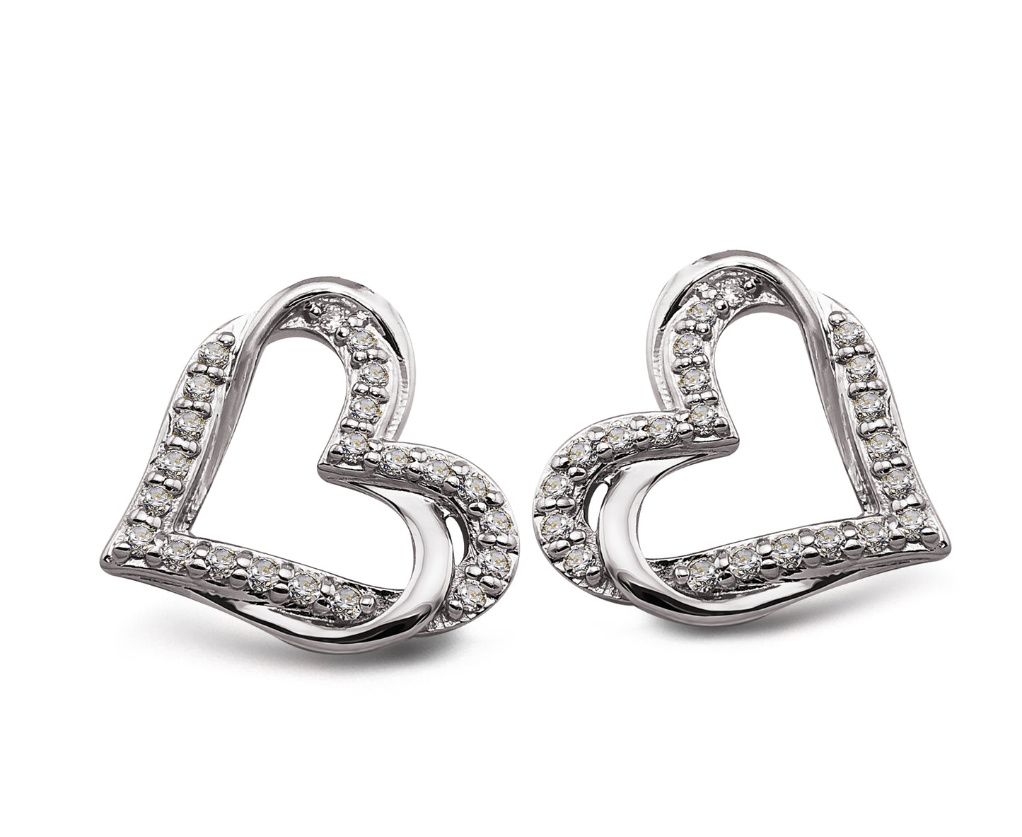 Unique Silver and CZ heart earrings