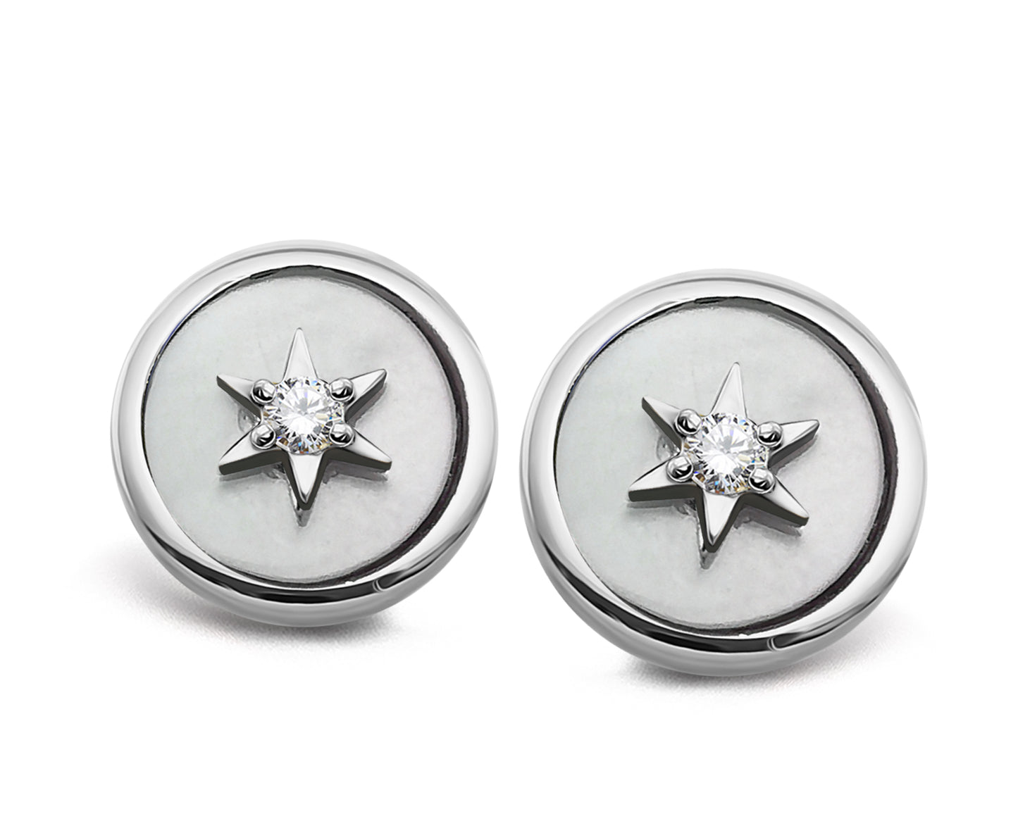 Unique Silver with MOP and CZ earrings