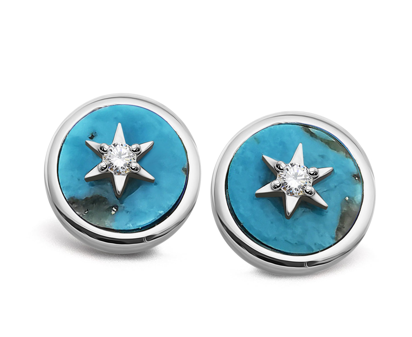 Unique Silver with turquoise and CZ earrings