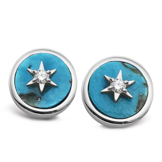 Silver with turquoise and cubic zirconia earrings