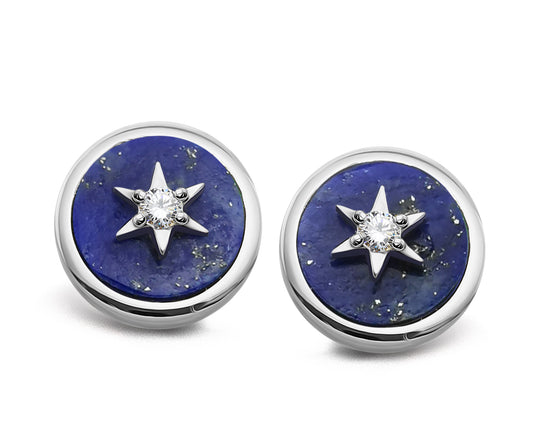 SILVER EARRINGS WITH LAPIS AND CUBIC ZIRCONIA
