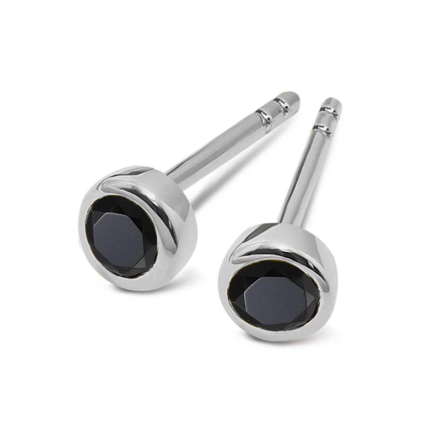 Silver and Black Spinel stud earrings
