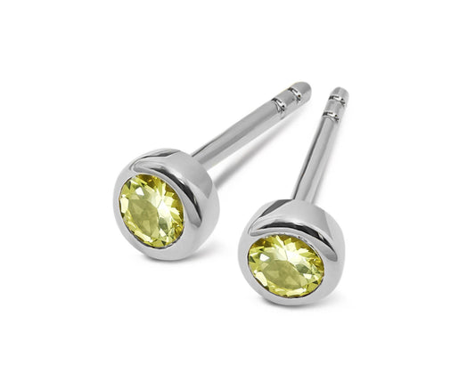 Unique Silver and Lemon Citrine stud earrings