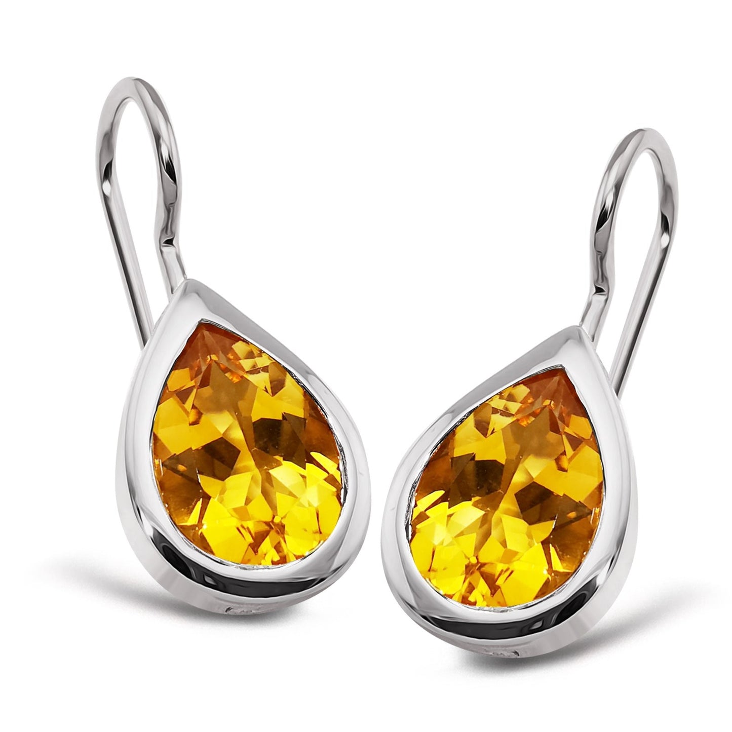 Silver and Golden Citrine drop earrings