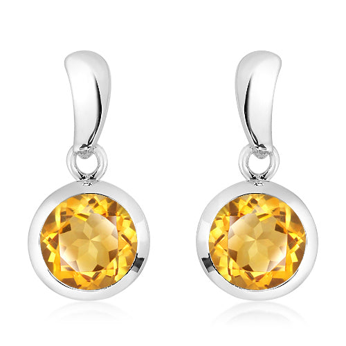 Unique Silver and Golden Citrine drop earrings