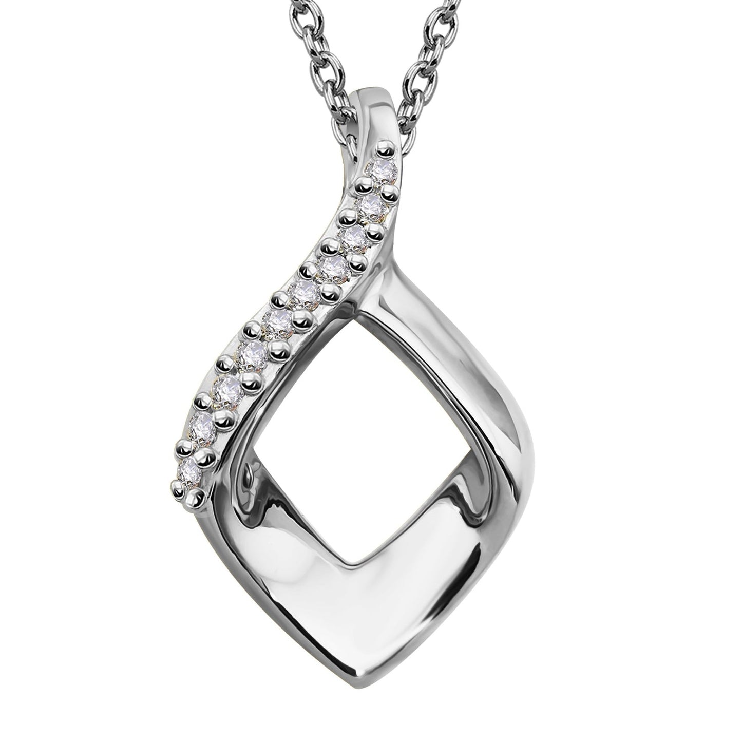 Silver and Cubic Zirconia kite shape pendant necklace