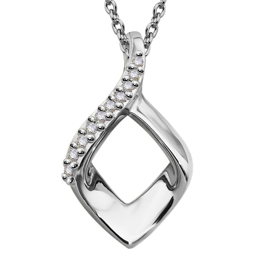 Silver and Cubic Zirconia kite shape pendant necklace