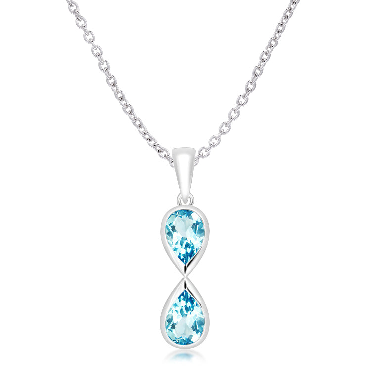 Silver and Blue Topaz infinity style necklace