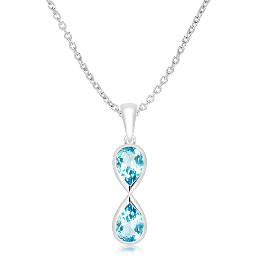 Silver and Blue Topaz infinity style necklace