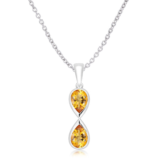 Silver and Golden Citrine infinity style pendant