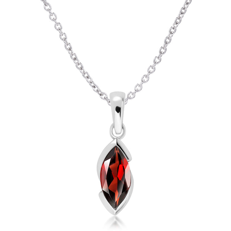 Silver and marquise Garnet necklace