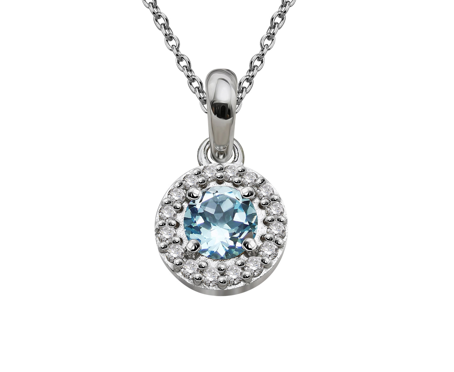 Silver, blue topaz and Cubic Zirconia pendant