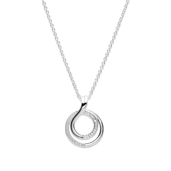 Silver and cubic zirconia looped pendant