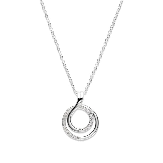 Silver and cubic zirconia looped pendant