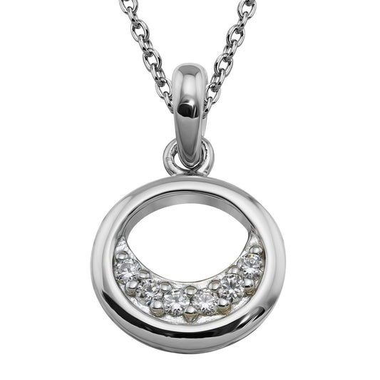 Silver and Cubic Zirconia round open pendant