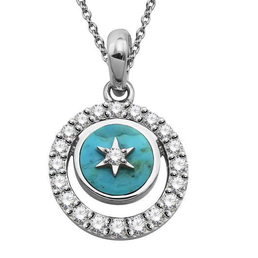 Silver, Turquoise and Cubic Zirconia pendant