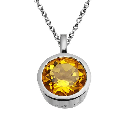 Silver and Golden Citrine bezel set pendant