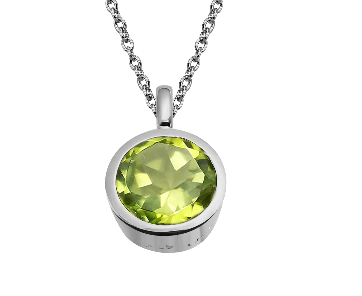 Silver and Peridot pendant on silver chain