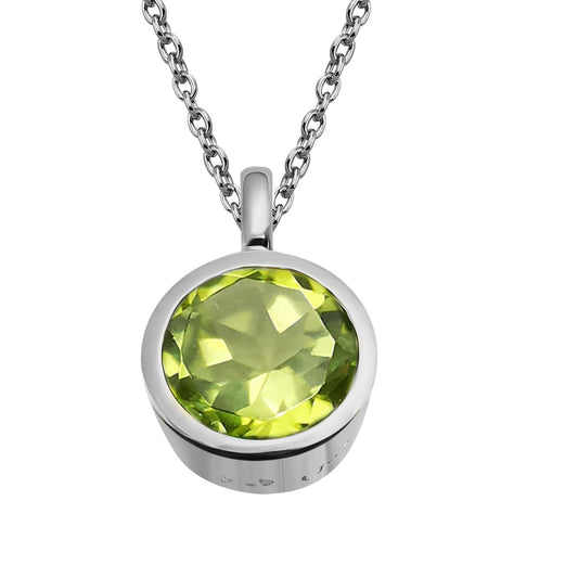 Silver and Peridot bezel set pendant
