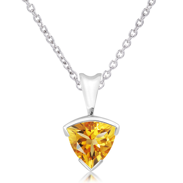 Silver and Golden Citrine pendant with rhodium plating
