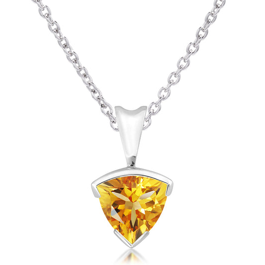 Silver and Golden Citrine pendant with rhodium plating