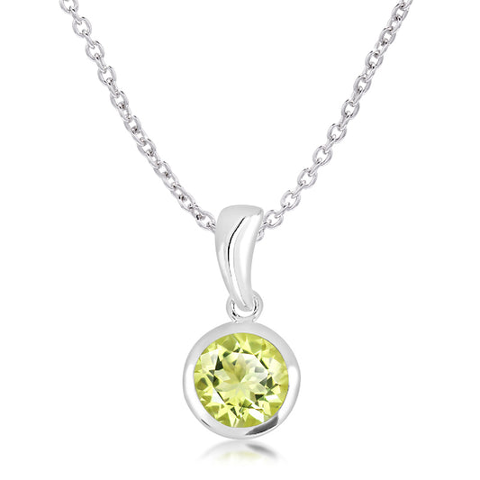 Silver and Lemon Citrine pendant on silver chain