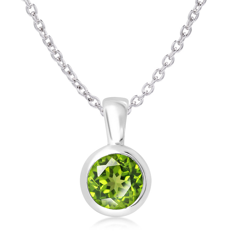 Silver and Peridot pendant on silver chain