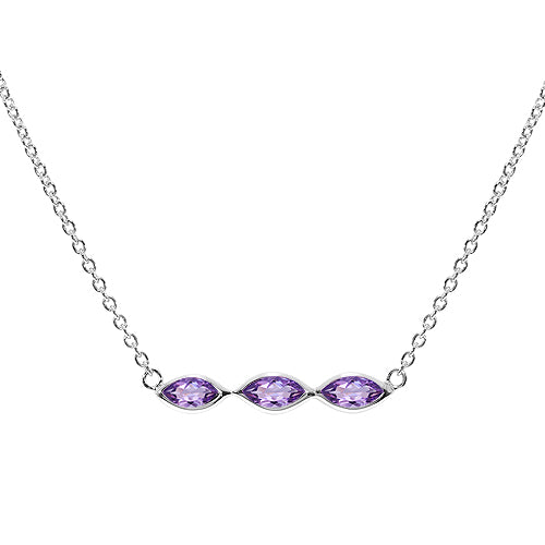 Silver and Amethyst pendant with rhodium plating