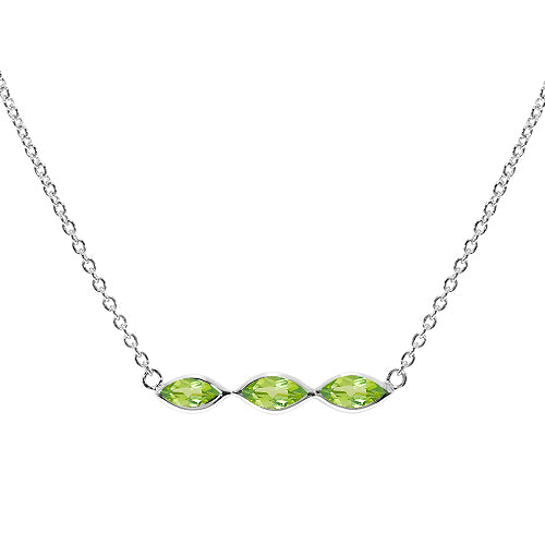Silver and 3 marquise cut peridot necklace