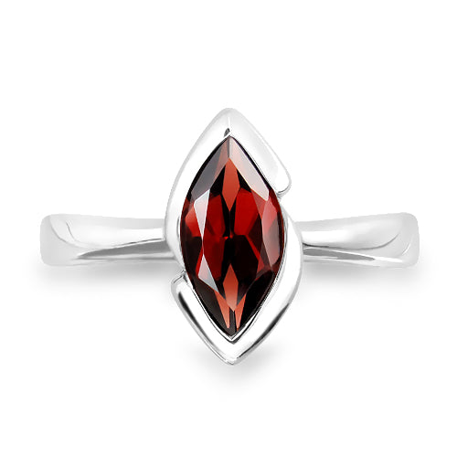 Silver and marquise Garnet ring