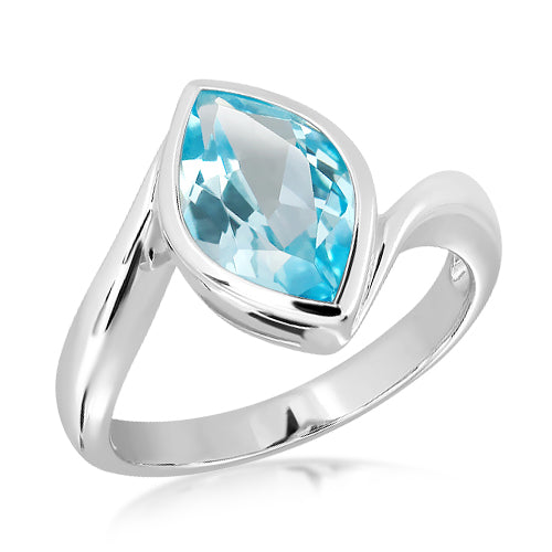 Silver and Blue Topaz Marquise ring