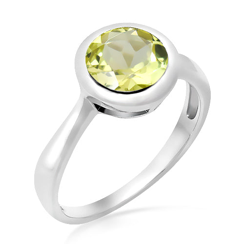 Silver and Lemon citrine ring size 58