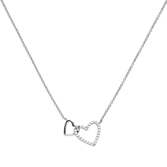 Diamonfire Silver & Cubic Zirconia interlocking Heart Necklace