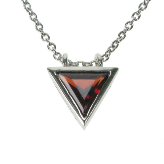 Silver and Garnet triangle necklace